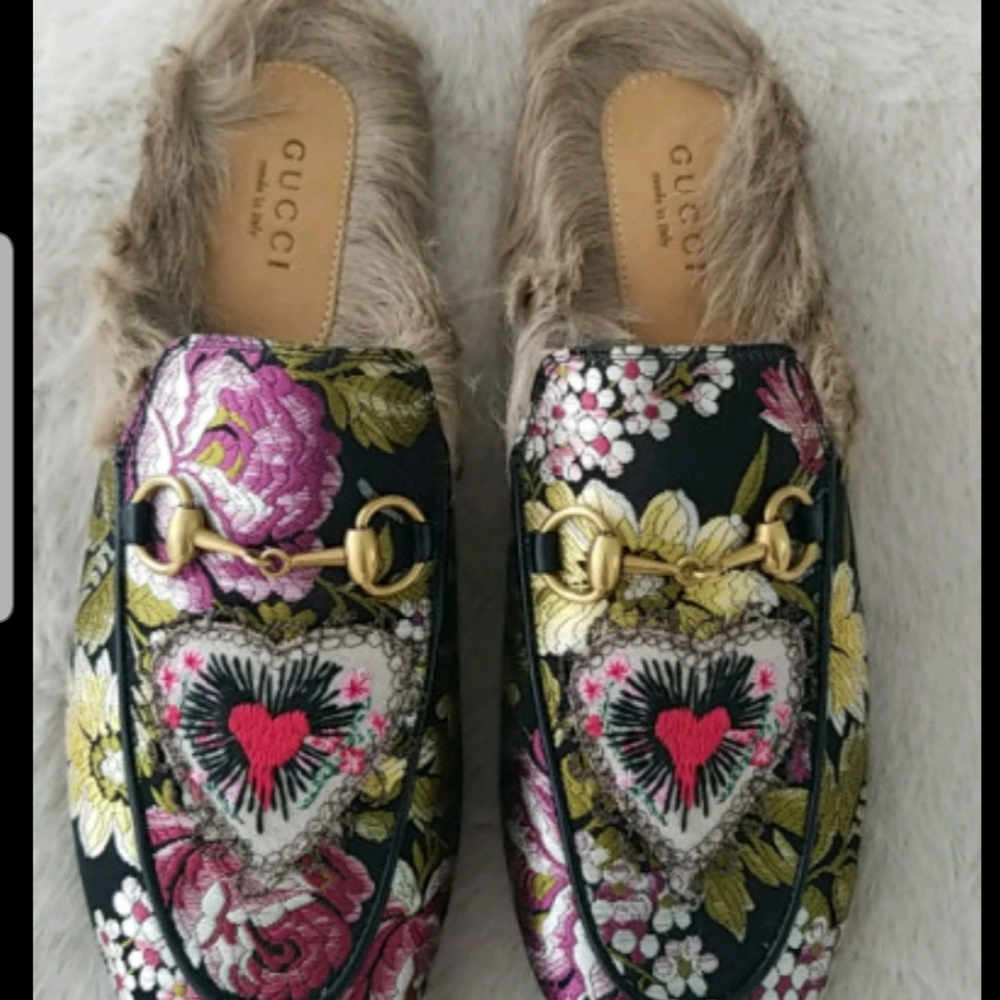 Gucci Silk Slipper With Fur